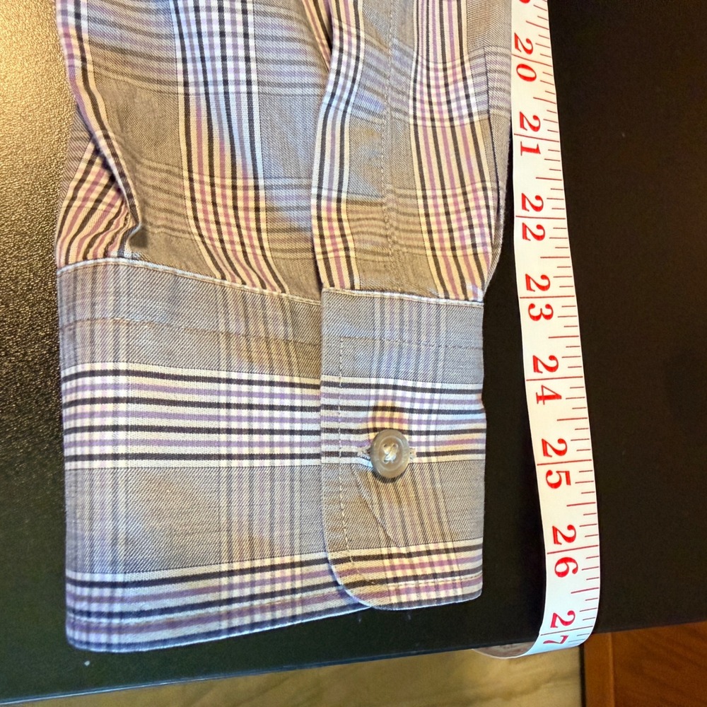 Hugo Boss Mens Slim Fit Plaid Long Sleeve Button Down Shirt Gray Purple Large - Picture 7 of 12